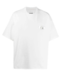 T-shirt girocollo decorata bianca di Jil Sander