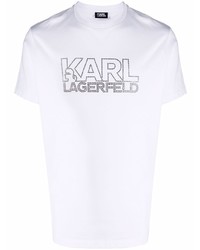 T-shirt girocollo decorata bianca di Karl Lagerfeld