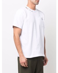T-shirt girocollo decorata bianca di Sacai
