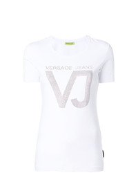 T-shirt girocollo decorata bianca di Versace Jeans