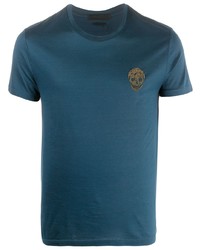 T-shirt girocollo decorata blu scuro di Alexander McQueen