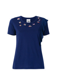 T-shirt girocollo decorata blu scuro di Twin-Set