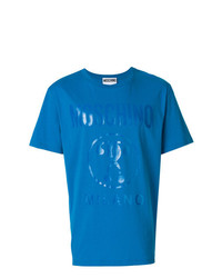 T-shirt girocollo decorata blu di Moschino