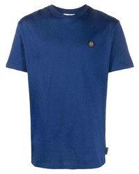 T-shirt girocollo decorata blu di Philipp Plein