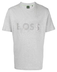 T-shirt girocollo decorata grigia di BOSS