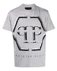 T-shirt girocollo decorata grigia di Philipp Plein