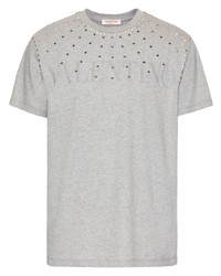 T-shirt girocollo decorata grigia di Valentino
