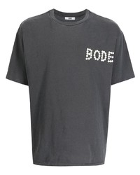 T-shirt girocollo decorata grigio scuro di Bode