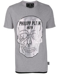 T-shirt girocollo decorata grigio scuro di Philipp Plein