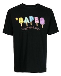 T-shirt girocollo decorata nera di A Bathing Ape