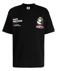T-shirt girocollo decorata nera di AAPE BY A BATHING APE