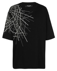 T-shirt girocollo decorata nera di Balmain