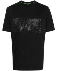 T-shirt girocollo decorata nera di BOSS