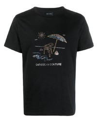 T-shirt girocollo decorata nera di Botter