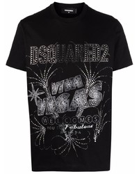 T-shirt girocollo decorata nera di DSQUARED2
