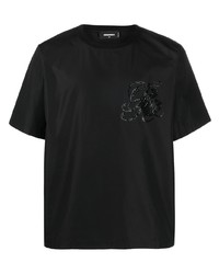 T-shirt girocollo decorata nera di DSQUARED2