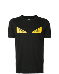 T-shirt girocollo decorata nera di Fendi