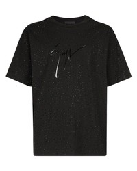 T-shirt girocollo decorata nera di Giuseppe Zanotti
