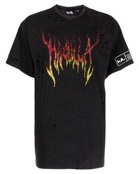 T-shirt girocollo decorata nera di Haculla