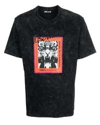 T-shirt girocollo decorata nera di Just Cavalli