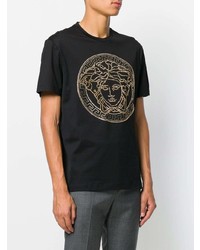 T-shirt girocollo decorata nera di Versace