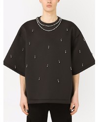 T-shirt girocollo decorata nera di Dolce & Gabbana