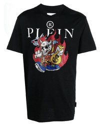 T-shirt girocollo decorata nera di Philipp Plein