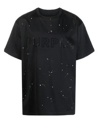 T-shirt girocollo decorata nera di purple brand