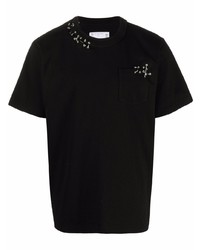 T-shirt girocollo decorata nera di Sacai