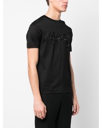 T-shirt girocollo decorata nera di Emporio Armani