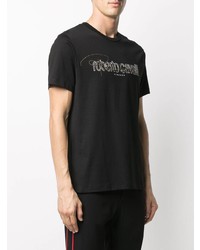 T-shirt girocollo decorata nera di Roberto Cavalli