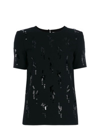T-shirt girocollo decorata nera di Victoria Victoria Beckham