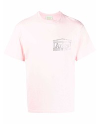 T-shirt girocollo decorata rosa