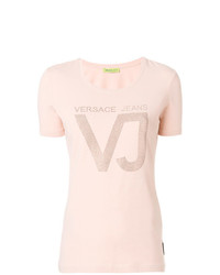 T-shirt girocollo decorata rosa di Versace Jeans