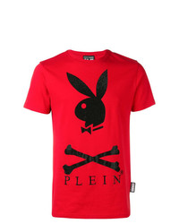 T-shirt girocollo decorata rossa di Philipp Plein