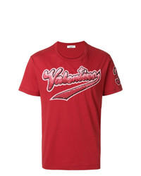 T-shirt girocollo decorata rossa di Valentino