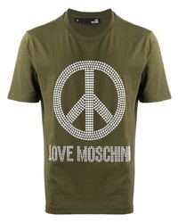 T-shirt girocollo decorata verde oliva di Love Moschino