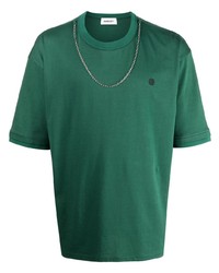 T-shirt girocollo decorata verde scuro