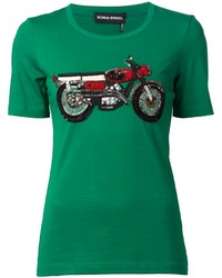 T-shirt girocollo decorata verde di Sonia Rykiel