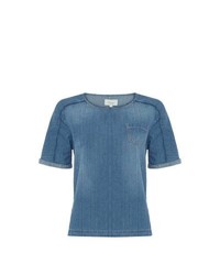 T-shirt girocollo di jeans blu