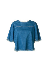 T-shirt girocollo di jeans blu di See by Chloe
