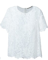 T-shirt girocollo di pizzo bianca di Ermanno Scervino