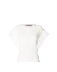 T-shirt girocollo di pizzo bianca di Ermanno Scervino