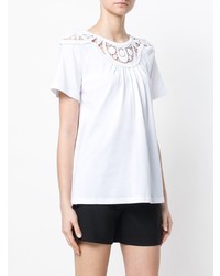 T-shirt girocollo di pizzo bianca di Chloé