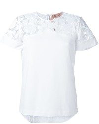 T-shirt girocollo di pizzo bianca di No.21
