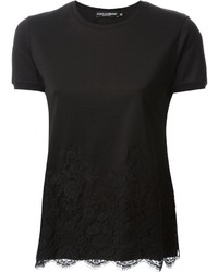 T-shirt girocollo di pizzo nera di Dolce & Gabbana