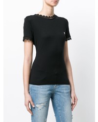T-shirt girocollo di pizzo nera di Philipp Plein