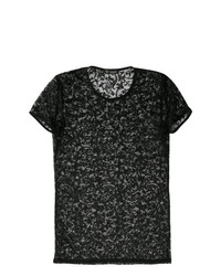 T-shirt girocollo di pizzo nera di Versace Collection