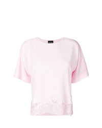 T-shirt girocollo di pizzo rosa di Ermanno Ermanno