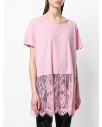 T-shirt girocollo di pizzo rosa di Twin-Set